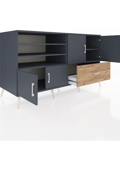 Kronos Konsol 5 Raflı Tek Çekmeceli 4 Kapaklı 176x59x99 Antrasit- Antrasit-antrasit/çam Kronos Konsol 5 Raflı Tek Çekmeceli 4 Kapaklı 176x59x99 Antrasit- Antrasit-antrasit/çam