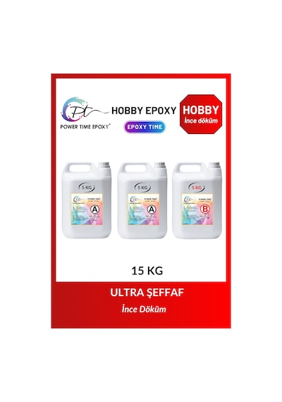 Power Tıme Hobby Epoxy/ Şeffaf Epoksi Reçine Ince Döküm 15 Kg