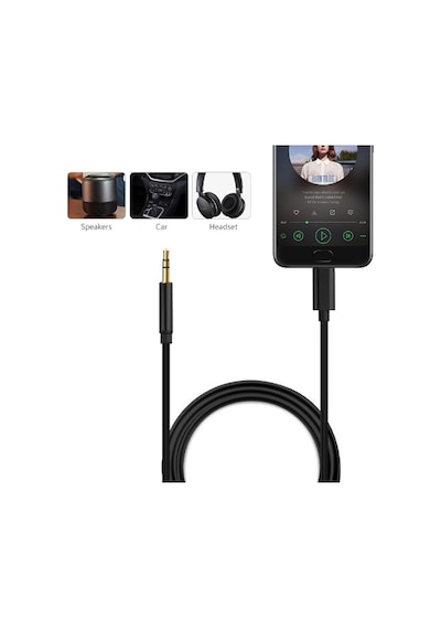Samsung Xiaomi Uyumlu Aux Kablosu Type-c To Jack Çevirici Dönüştürücü Beyaz Bluetooth Gerektirmez