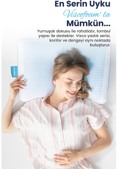 Viscofoam Bonni Terletmeyen Ortopedik Yastık Serinleten Visco Yastık Jelli Yastık 59x39x15.5cm