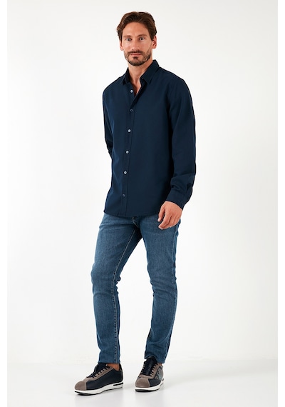 Buratti Streç Pamuklu Regular Fit Erkek Gömlek Cf25W128861 Indigo