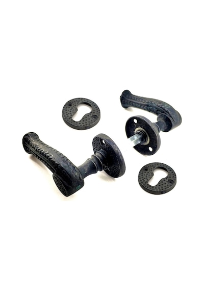 Cntma Antika Tarz Dekoratif Pirinç Rozetli Banyo Kapı Kolu - 49 Mm, Oksit