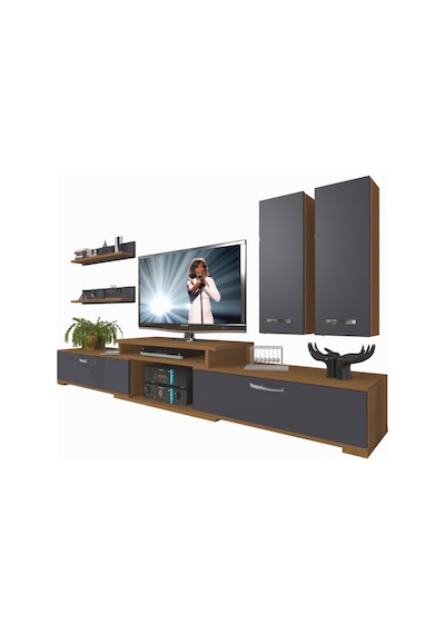 Decoraktiv Flex 5d Mdf Tv Ünitesi Tv Sehpası Ceviz - Antrasit