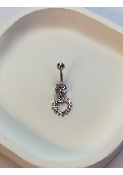 Kadın Kalp Model Tektaş Model Çelik Piercing Gümüş