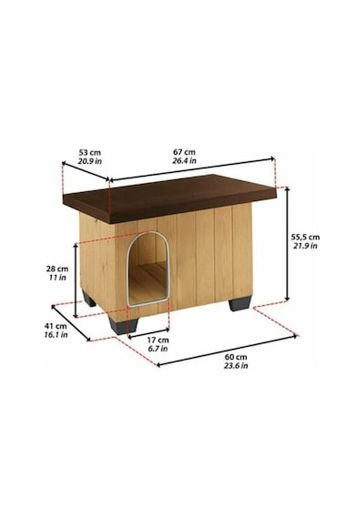 Ferplast Baita 60 Ahşap Köpek Kulübesi 41 x 67 x 55 CM
