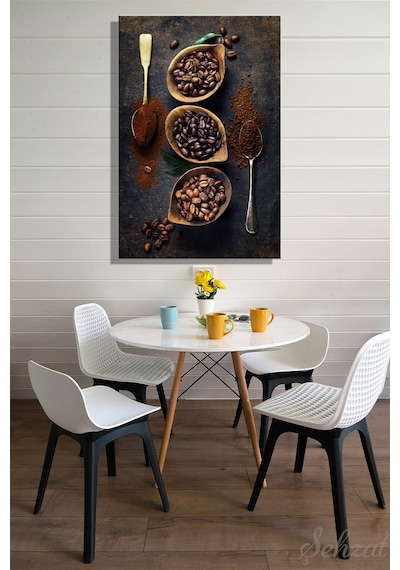 Dikey Tekli Kanvas Duvar Tablosu Modern Kafe Restoran Mutfak Çekirdek Kahve Kahveci Vintage