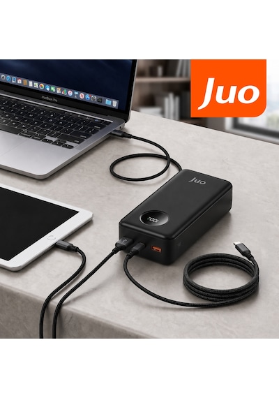 Juo MT03278 30000 mAh 22.5 W Dijital Led Ekranlı Taşınabilir Hızlı Şarj Powerbank Siyah