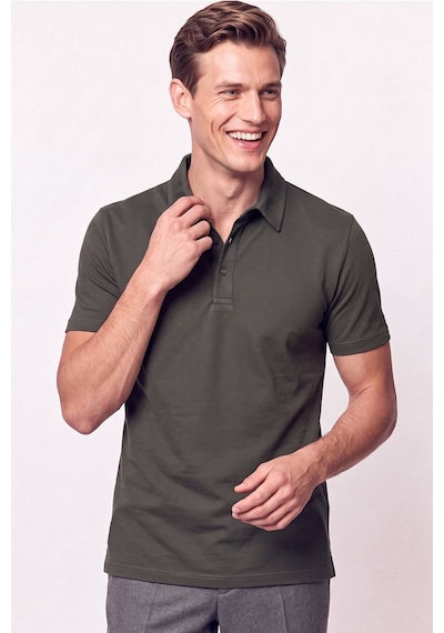 Efor Slim Fit Pamuklu Kıvrılmaz Polo Yaka Haki Tişört Ts 928