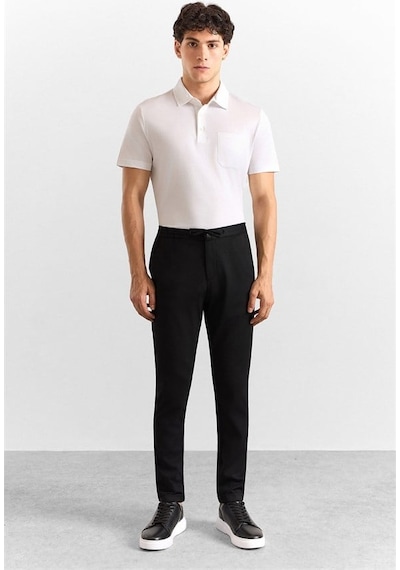 Süvari Siyah Slim Düz Twill Yarım Lastikli Jogger Pantolon Pn2020500716-s09