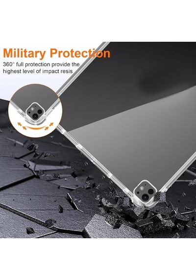 İpad Pro 11 İle Uyumlu 2024 Kılıf Tablet Nitro Anti Shock Silikon Tamamen Şeffaf Görünümlü Kapak İpad Pro 11 İle Uyumlu Tablet Kılıf Şeffaf Renk