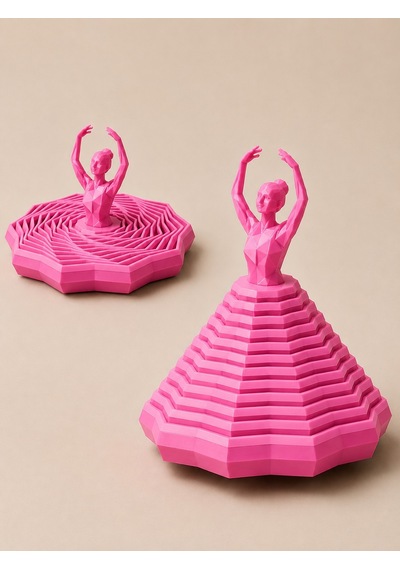 3d Baskı Balerin Figürlü Fidget Oyuncak - Hareketli Optik İllüzyon Masa Dekoru-pembe