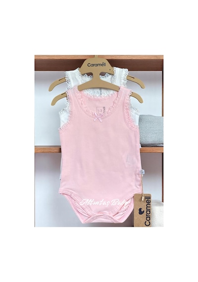 Altıntaş Baby Caramell Dantel Detaylı %100 Pamuk 2'li Body Set Kız Bebek Pembe Pembe