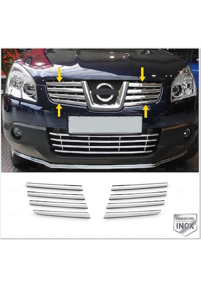 Nissan Qashqai J10 Krom Ön Panjur 8 Prç. 2007-2010 P.Çelik