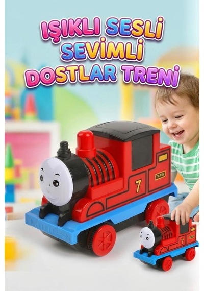 Işıklı Gülen Yüzlü Sevimli Dostlar Treni - 12 Cm Çocuklar İçin Eğitici Lokomotif