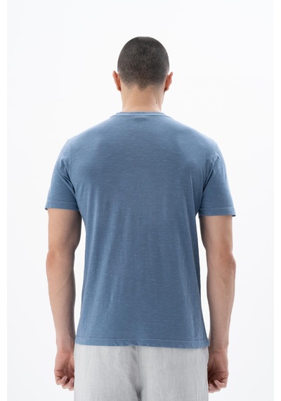 AR-MA Arma Erkek Regular Fit Parça Boyama Bisiklet Yaka Tişört Y25344490701 İndigo