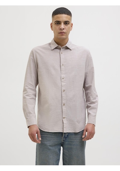 Jack & Jones Erkek Keten Karışımlı Gömlek - Summer - 12269315 Crockery Çok Renkli