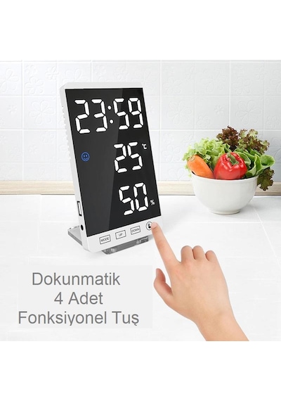 UpWay 6 inç Dijital Aynalı LED Ekran Masa Saati Alarm Sıcaklık Ne