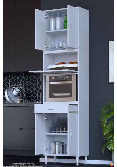 Çağıl 60 Cm Çok Amaçlı Fırın Dolabı - Mutfak Kiler Banyo Antre Hobi Dolabı 60x226x32 Cm Beyaz Çağıl 60 Cm Çok Amaçlı Fırın Dolabı - Mutfak Kiler Banyo Antre Hobi Dolabı 60x226x32 Cm Beyaz