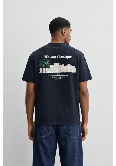 Respire Erkek Maison Baskılı Oversize T-shirt Siyah