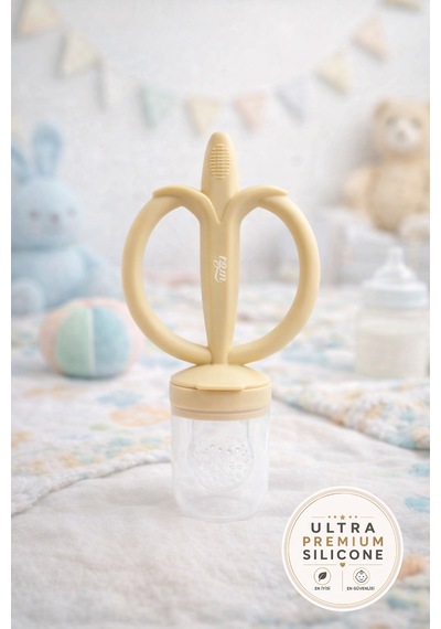 Tgm Baby Meyve Besleyici Ve Ultra Premium Silikon Diş Kaşıyıcı Muzzy Bej