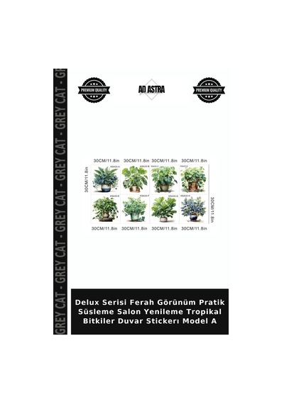Delux Serisi Ferah Görünüm Pratik Süsleme Salon Yenileme Tropikal Bitkiler Duvar Stickerı Model A Çok Renkli