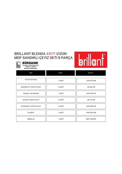 Brillant 43171 Mdf Sandıklı Çeyiz Seti 9 Parça Vizyon/bej