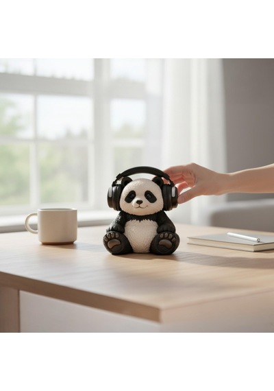 Happy3dworld Panda Figürlü Kulaklık Standı, 3d Baskı Gaming Masaüstü Aksesuarı