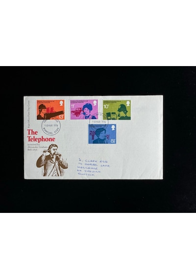 İngiltere Fdc 1976 The Telephone Alexander Graham Tam Seri Özel Gün Pullu
