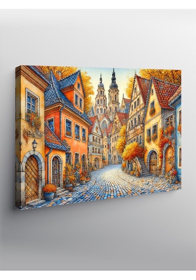 Kanvas Tablo Renkli Eski Şehir 100cmx140cm