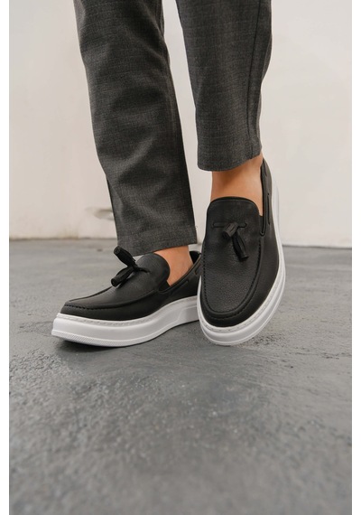 Roof Atelier Erkek Siyah Püskül Detaylı Loafer Ayakkabı - 127 - Cbt Loafer-x Siyah