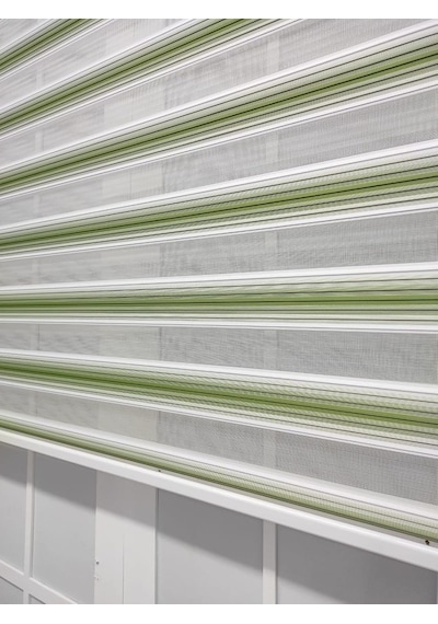 Yeşil Beyaz Geçişli Zebra Stor 200x200 Çok Renkli