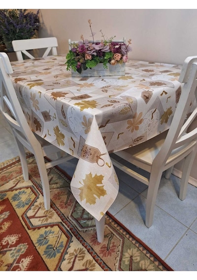 Elyaflı Pvc Masa Örtüsü Modern, Dayanıklı, Silinebilir Ve Şık Görünüm Dkrm121 Kahverengi