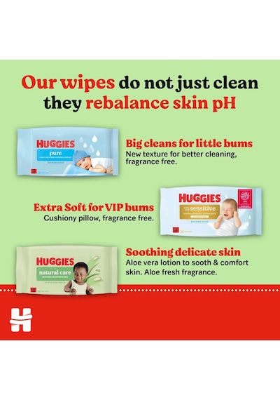 Huggies Baby Wipes 48s Natural Care Aloe Vera ve E Vitamini İçeren Islak Mendil Tekli