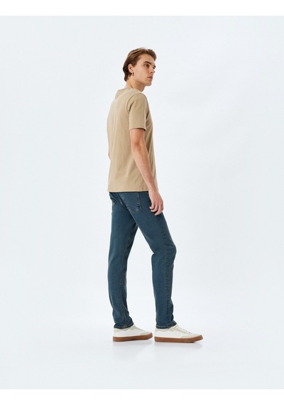 Koton Normal Bel Pamuklu Cepli Slim Fit Jean Pantolon - Brad Jean Petrol 5sam40026nd Petrol