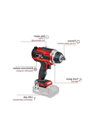 Akülü Darbeli Somun Sıkma Aracı, 18 V, 450 Nm Tork, 3 Vitesli Şanzıman
