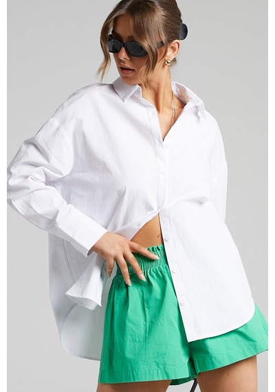 Seeh Beyaz Oversize Basic Kadın Gömlek Sh268