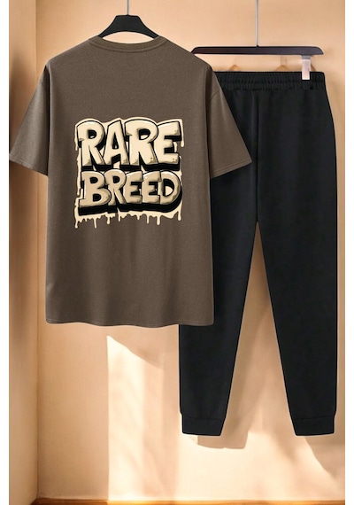 Uyguntarz Unisex Rare Breed Baskılı Eşofman Takımı Kahverengi