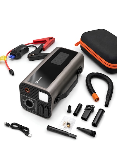 Prohummer Phm014 Jump Starter - Çok Fonksiyonlu 10u1 Arada Süpürgeli Kompresörlü Akü Takviye Cihazı 12000mah - Powerbank