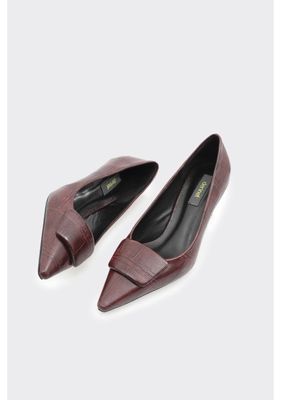 Derinet Kısa Topuklu Kadın Stiletto Bordo Bordo