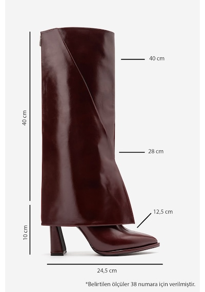 Luvishoes Luvi Shoes Aja Bordo Kadın Kalın Topuklu Çizme Olabilen Bot Bordo
