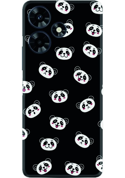 Infinix Uyumlu Hot 30 Kılıf Silikon Desen Özel Seri Panda Suratları 1773