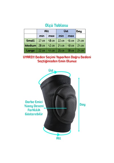 Deluxe Unisex Voleybol Dizliği Darbe Emici Sünger Basketbol Dizlik Bisiklet Spor Dizliği Medium Siyah
