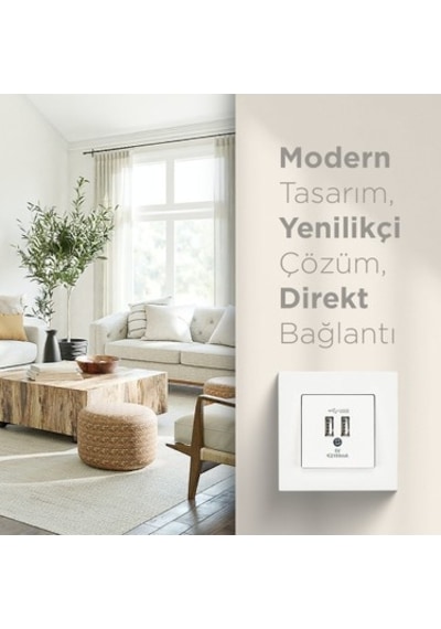 Beyaz 2 Usb Çıkışlı 5v Şarj Prizi İle Modern Elektrik Çözümü