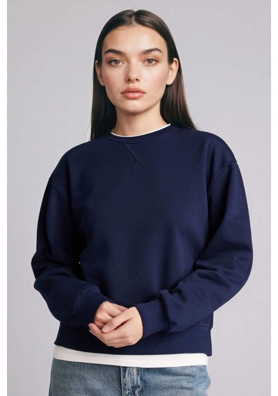 Defacto Relax Fıt Basıc Düz Kalın Sweatshirt Kumaşı Sweatshirt H2149ax25wnnv251 Lacivert-nv251