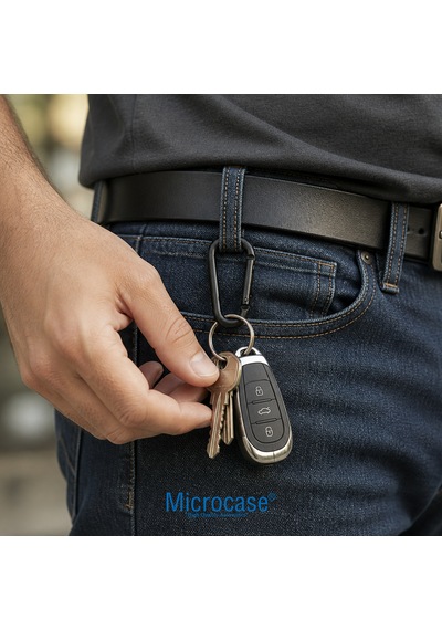 Microcase Profesyonel Karabin 5.7 Cm Siyah Alüminyum Taktik Dağcılık Anahtarlık Askısı Çanta Klipsi Kancası 5 Adet - Al5887