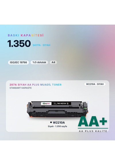 Hp 207a W2210a Siyah Uyumlu Toner Aa Plus / Color Laserjet Pro M255 / M282 / M283
