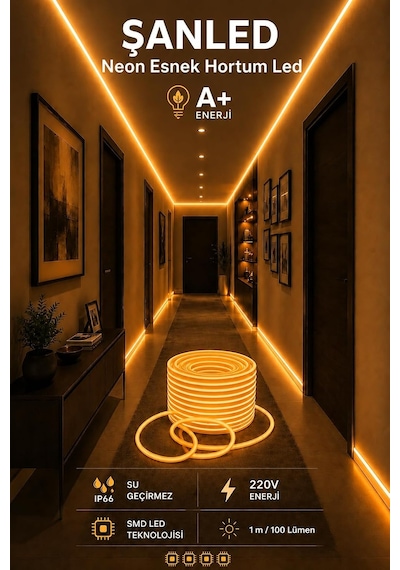 Tr Neon Esnek Hortum Şerit Led Beyaz,gün Işığı,kırmızı, Yeşil,mavi,amber Rengi + 220v Fiş/1,2,3,4,5,10,15,20,25, Genel 56340322
