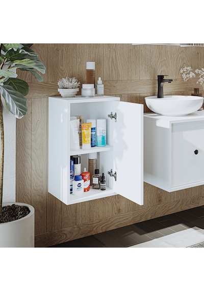 Banyo Dolabı Mat Mdf 60 X 35 Cm Banyo Boy Dolabı Beyaz Mat Beyaz