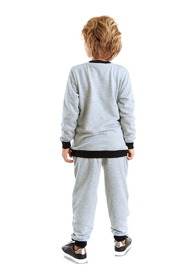 Denokids Erkek Çocuk Kışlık Timsah Desenli Gri Uzun Kollu Eşofman Takımı 2-7 Yaş