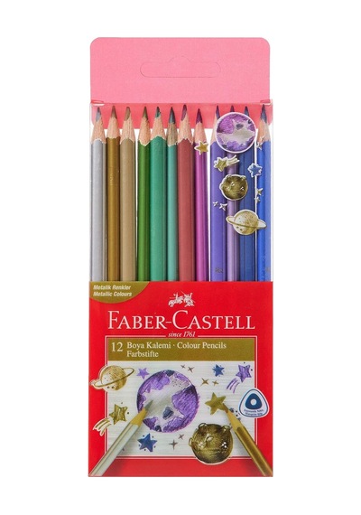 Faber-castell Üçgen Kuru Boya Kalemi Metalik Renkler 12'li Genel
